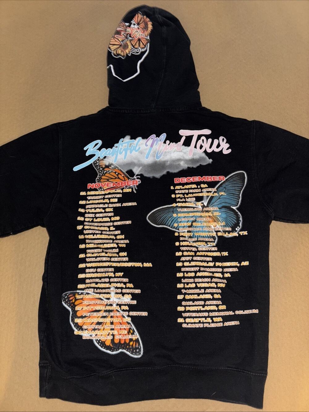 Rod Wave Beautiful Mind Tour Graphic Pullover Hoodie MENS Small 21x24